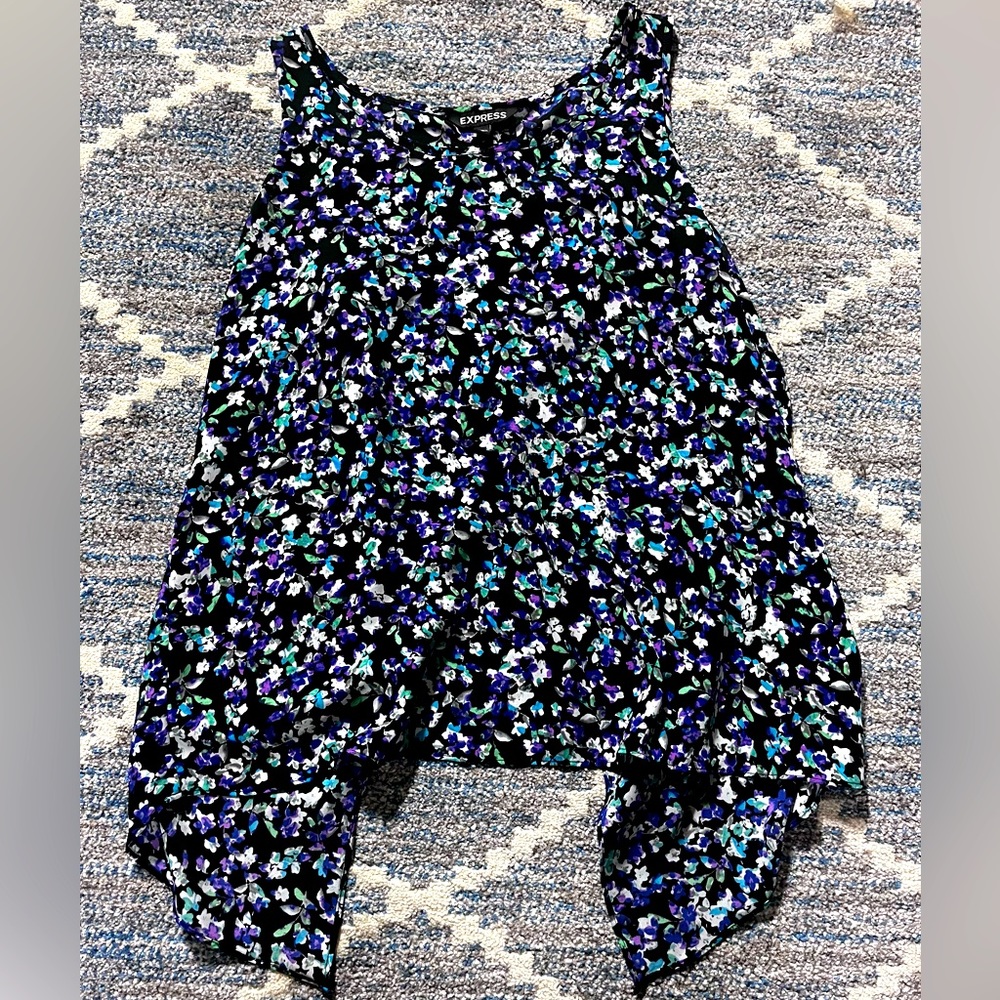 Express Size L Floral Open Back Top